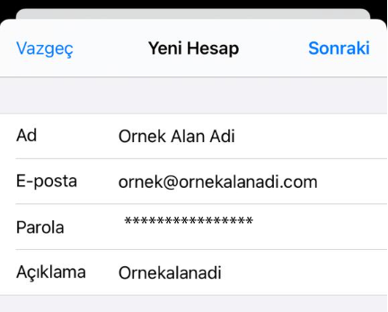 iOS Mail Kurulumu