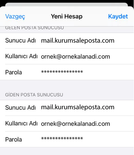 iOS Mail Kurulumu