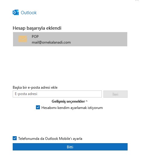 Outlook Mail Kurulumu